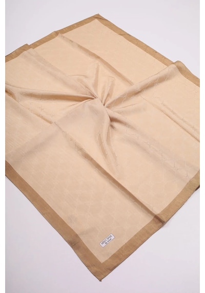 Eşarp - Premium Lux Original Monogram Eşarp İpek Vual, Yüksek Kalite, Hafif, Rahat, Şık, Scarf Altın