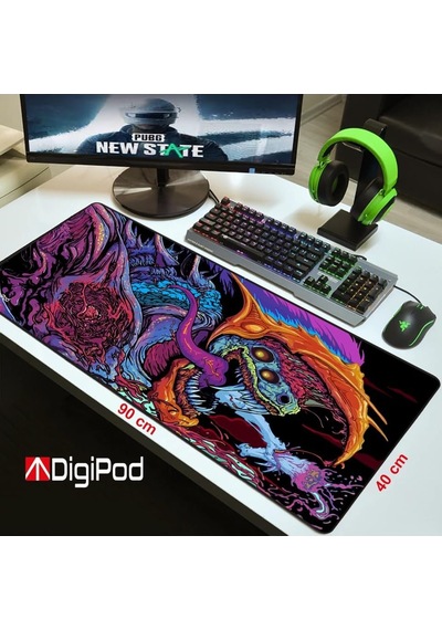 Digipod Gaming Mousepad Oyuncu Mouse Pad 90x40 Xxl Büyük Oyuncu Mousepad Kaymaz Taban 4mm Speed Kumaş Dikişli Ken