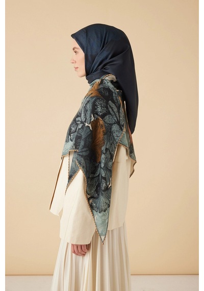 Maisa Ferya Mulberry İpek Eşarp 90 90 Cm - Laçivert 1320 Lacivert