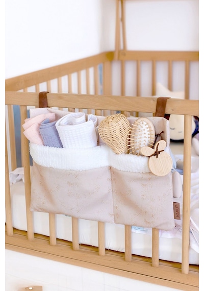 Pratik Askılı Organizer Bebek Arabası Beşik Kenar Fluffy Organizer Solid Bej