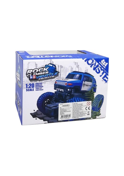 Uzaktan Kumandalı Rock Climber 4x4 Off Road Polis Jeep Büyük Tekerlekli Işıklı Arazi Aracı