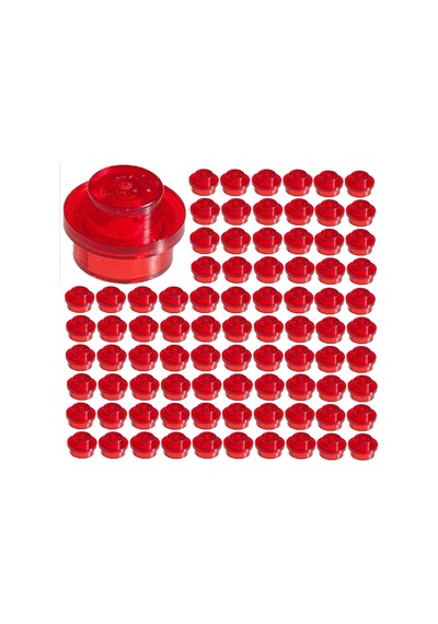 Yedek Parçalar: Plate Round: 100 Adet 1x1 Plate Round Parts Şeffaf Kırmızı - Trans Red 4073