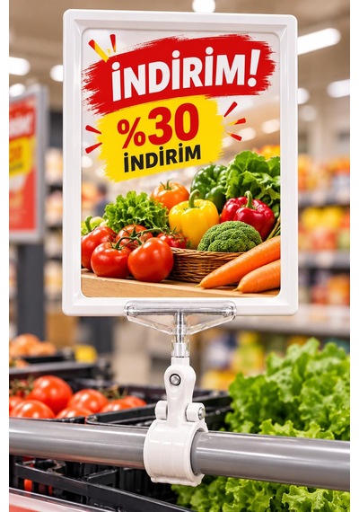 A4 Mandallı Etiketlik - Sepet, Stand, Çerçeveli Etiket Mavi-5 Adet