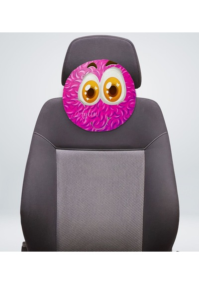 Bk Gift Kişiye Özel İsimli Emoji Tasarımlı Yuvarlak Araç Koltuk Yastığı-2