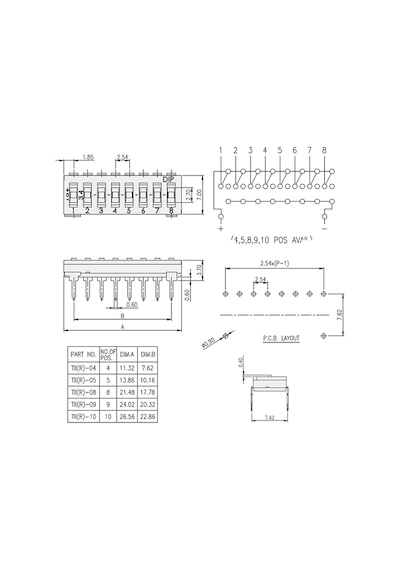 Tristate 8li Dip Switch 8 Pin Siyah Anahtar Açık Kapalı Seçim Adres Ayar + Off - Pull Up/Down