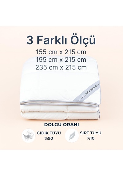 Tr Gold 90 Premium%90 Kaz Tüyü Yorgan, 195x215cm Çift Kişilik Ultra Konforlu, Sıcak Ve Hafif, Down Proof Kumaş Genel