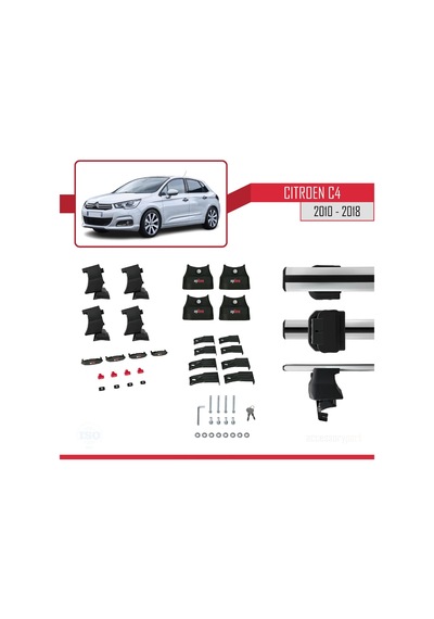 Citroen C4 2010-2018 Arası İle Uyumlu Ace-4 Ara Atkı Tavan Barı Gri