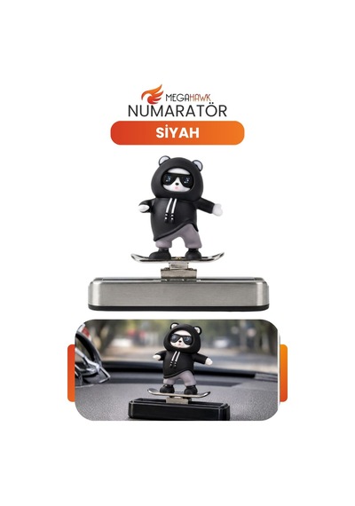 Araç İçi Numaratör Siyah Panda Figürlü Park Telefon Numarası Gizlenebilir