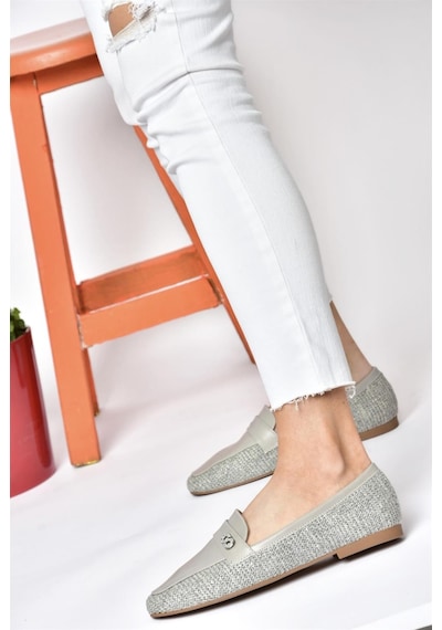 Fox Shoes P820940209 Gri Düz Tabanlı Günlük Kadın Babet Gri-suni Deri Gri