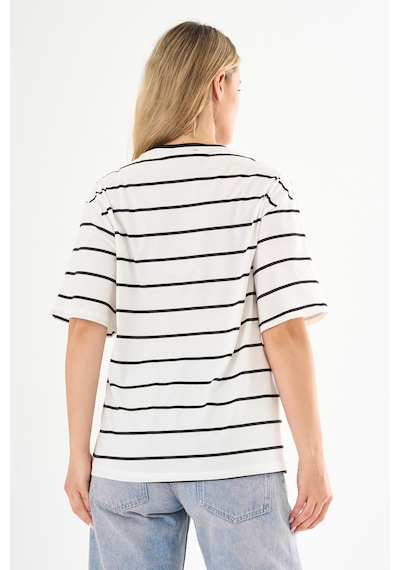 Alexandergardı Cep Detaylı Çizgili T-shirt Beyaz