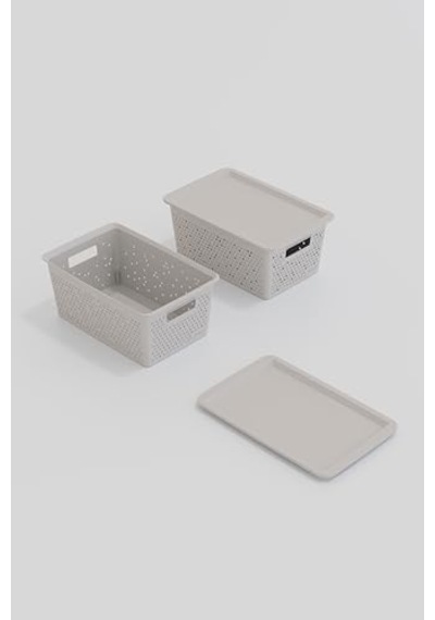 Seul Çok Amaçlı Kapaklı Saklama Kutusu - Şık Ve Dekoratif Dolap İçi Organizer Düzenleyici 4 L / 12 L / 20 L Boy Seçenekli 3 Renk Beyaz, 4 Litre Açık Ahşap