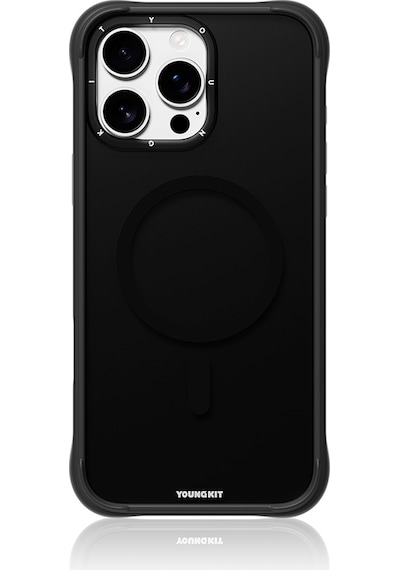 Apple Uyumlu iPhone 16 Pro Max Kılıf M-safe Şarj Özellikli Youngkit Macaroon Serisi Kapak Siyah