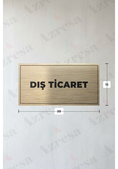 Dış Tıcaret Yazılı - Metal - Gold Renk - Kapı İsimliği - 30x15 Cm