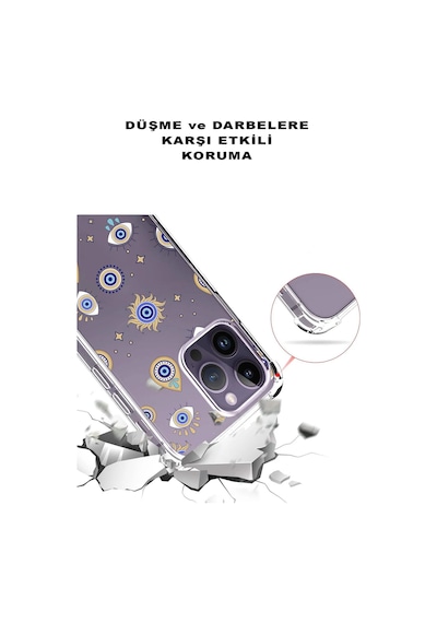Prinrify Samsung Galaxy J6+ Plus Uyumlu Nazar Boncuğu 5 Baskılı Şeffaf Köşe Korumalı Antişok Kılıf