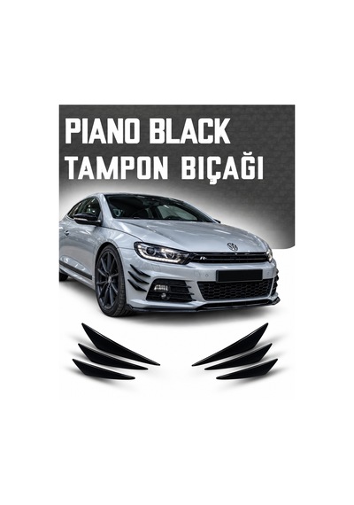 Volkswagen Scirocco Tampon Bıçağı Piano Black 6'lı Kanatlı