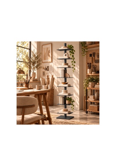 Axis 8 Raflı Metal Kitaplık Modern Tasarım Dikey Dekoratif Kitaplık Gri - 935176049 Gri