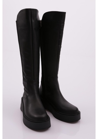 Dgn 22535-22k Kadin Kalin Taban Fermuarli Knee High Çizme 22535-2-R2119 Siyah
