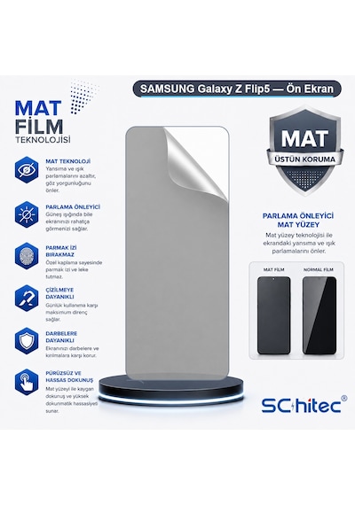 Galaxy Z Flip5 Uyumlu Ön Yüzey Mat Hidrojel Ekran Koruyucu