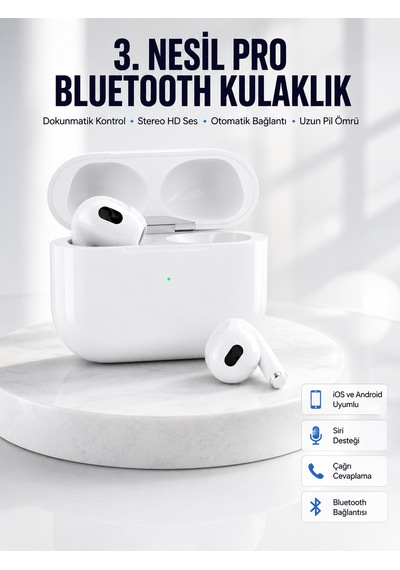 Bluetooth Kulaklık 3. Nesil Ios Android Uyumlu Yeni Nesil Wireless Charge - Lisinya Standart