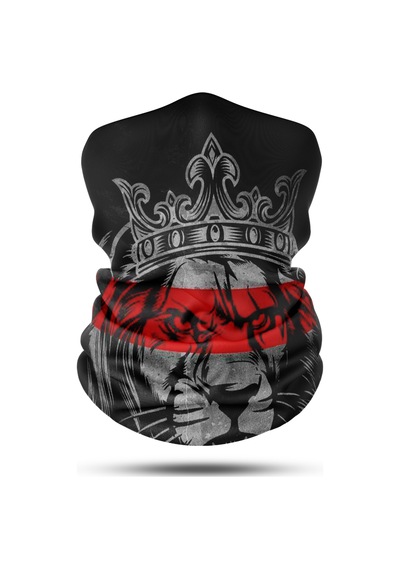 Dair Aslan Desenli Siyah Motosiklet Bandana Boyunluk Outdoor Balaklava