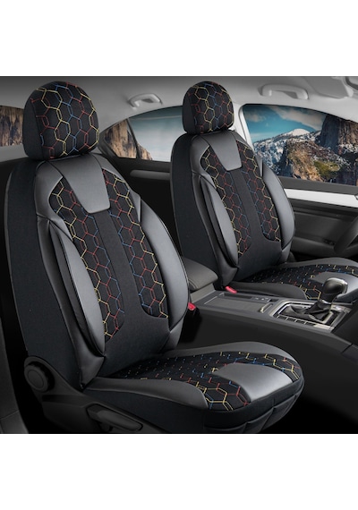Skoda Scala Deri Detaylı Oto Koltuk Kılıfı Ön Arka Set 3 Renk Cyrus