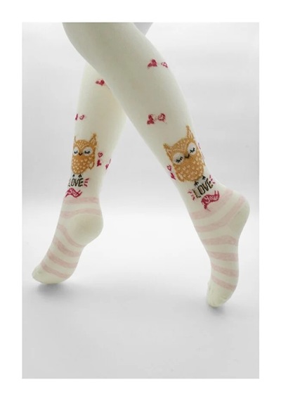 Veraye Socks Kız Külotlu Çorap Kedi Baykuş Ve Kalp Desen Pamuklu Penye 3'lü Krem-pembe-gri Veraye Socks Kız Külotlu Çorap Kedi Baykuş Ve Kalp Desen Pamuklu Penye 3'lü Krem-pembe-gri