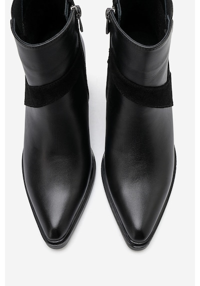 Luvi Shoes Jessıca Siyah Cilt Süet Hakiki Deri Kadın Kalın Topuklu Bot