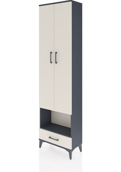Arges Dolap 5 Raflı Tek Çekmeceli Tek Askılı 60x30x221 Antrasit-aytaşı Antrasit