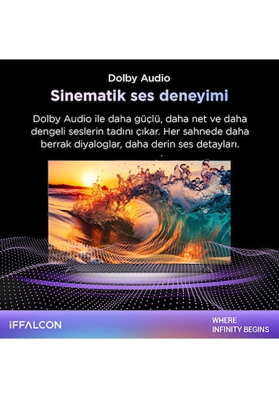 iFFALCON 50S55A 50" 2K QLED Smart TV FHD HDR 10 Gaming Google TV, Dolby Audio, Oyun Modu QLED TV (2026 Model)