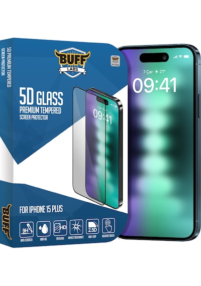 Buff Apple iPhone Uyumlu  15 Plus - 2x5d Ekran Koruyucu + Şeffaf Kılıf + Lens Koruyucu Glass