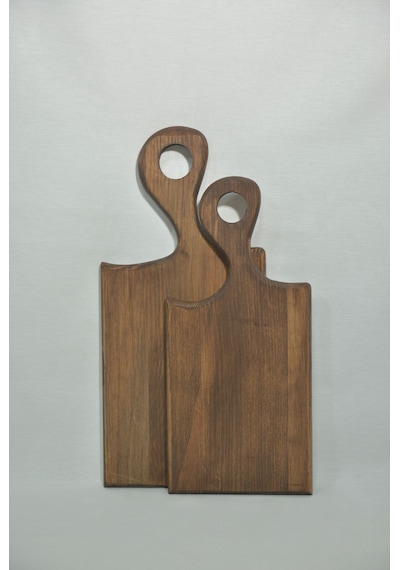 Fam Wood Art Doğal Ahşap 2'li Kesme Sunum Doğrama Tahtası,servis Tabağı%100 Çam Ağacı Kahverengi