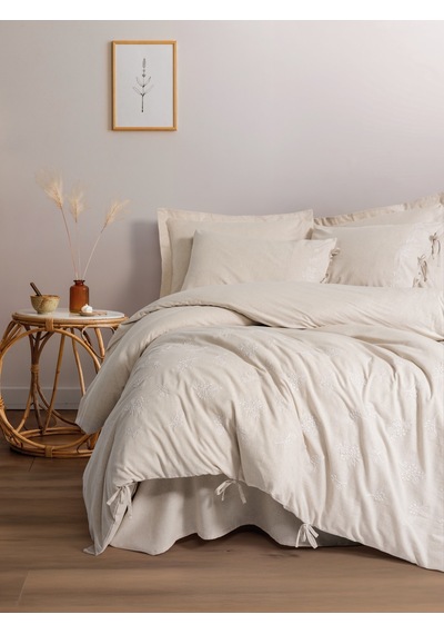Cotton Box Cotton Keten Çift Kişilik Nevresim Takımı Esmira Bej Bej