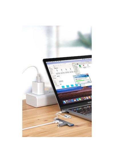 Usb Hub Çoklayıcı 4x Usb Çıkışlı Usb + Type-c Kablolu Usb Çoğaltıcı