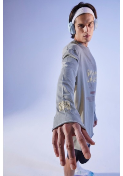 Woof Gym Oversized Long Sleeve T-Shırt - Smoke Green Çok Renkli