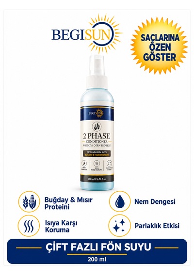 Begisun Fön Suyu Çift Fazlı Buğday & Mısır Proteinli Isı Koruyucu Saç Bakım Spreyi 200 Ml