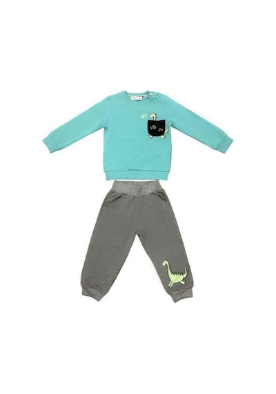 Zekids Erkek Bebek Dinazor Baskılı Pamuklu Eşofman Takım-14384 Mint
