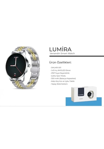 Venandin SMLMR-001 Lumira Akıllı Saat + Kordon (Distribütör Garantili)