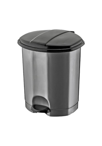Dünya-01010-400 Ve 410 Çöp Kovası Plastik 202x202x245mm 5lt Siyah Pedallı Gri - 12'li Paket