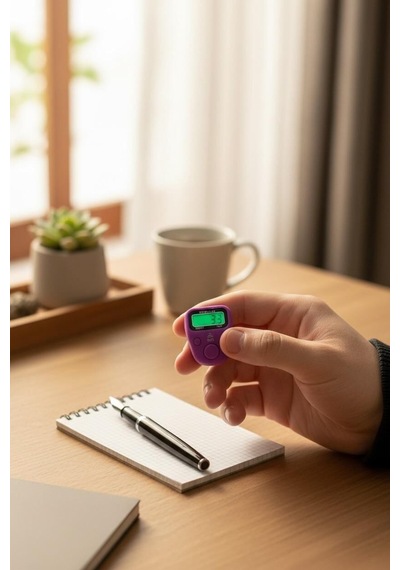 Led'li Mini Yüzük Zikirmatik Her 100'de Uyarı Veren Dijital Zikir Sayacı Mor Beyaz