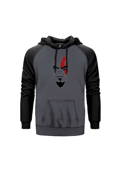 God Of War Kratos Face Gri Renk Reglan Kol Sweatshirt Gri