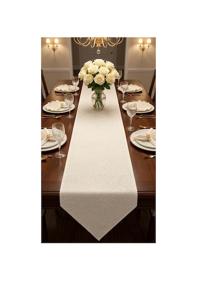 %100 Pamuk Özel Desenli Üçgen Runner 40x110 Beyaz - 900631620 Beyaz