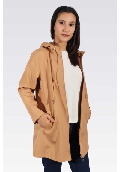 Tolga Saraçoğlu Kadın Kapüşonlu Trençkot 60122 Camel CAMEL