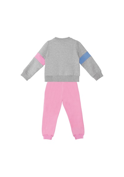 Denokids Rainbow Cat Kız Çocuk Alt-Üst Eşofman Takımı - Gri - Pembe