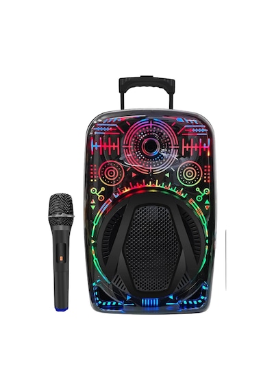 Hubrendy Tekno 8 İnç Taşınabilir Karaoke Hoparlör Mikrofonlu Rgb Işıklı Bluetooth Speaker