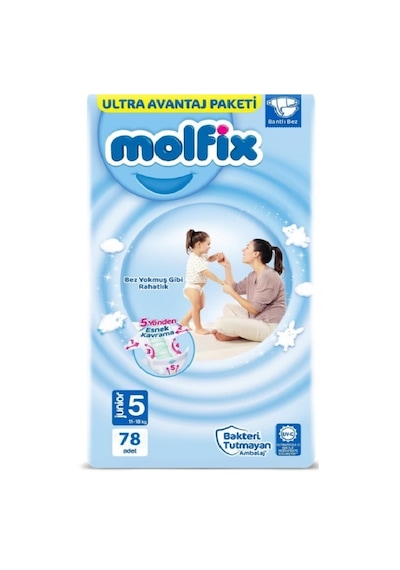 Molfix 5 Numara Junior Aylık Fırsat Paketi Bebek Bezi 78 Adet