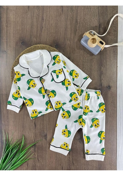 Tweety Baskılı Kruvaze Yaka Pijama Takımı 4bb2 Beyaz