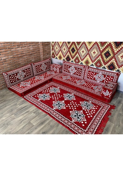 Coton Şark Köşesi Atlantis Desenli Minder Konsepti 9 Parça