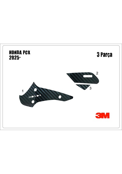 Honda Pcx 2025- Tank Pad Ve Grenaj Kaplama 3 Parça Siyah 61249276