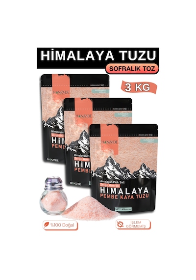 Hanzade Bitkisel Pembe Himalaya Tuzu Toz 3 x 1 KG