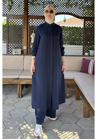 Rabia Şamlı Elif Pantolonlu Takım Lacivert Normal
